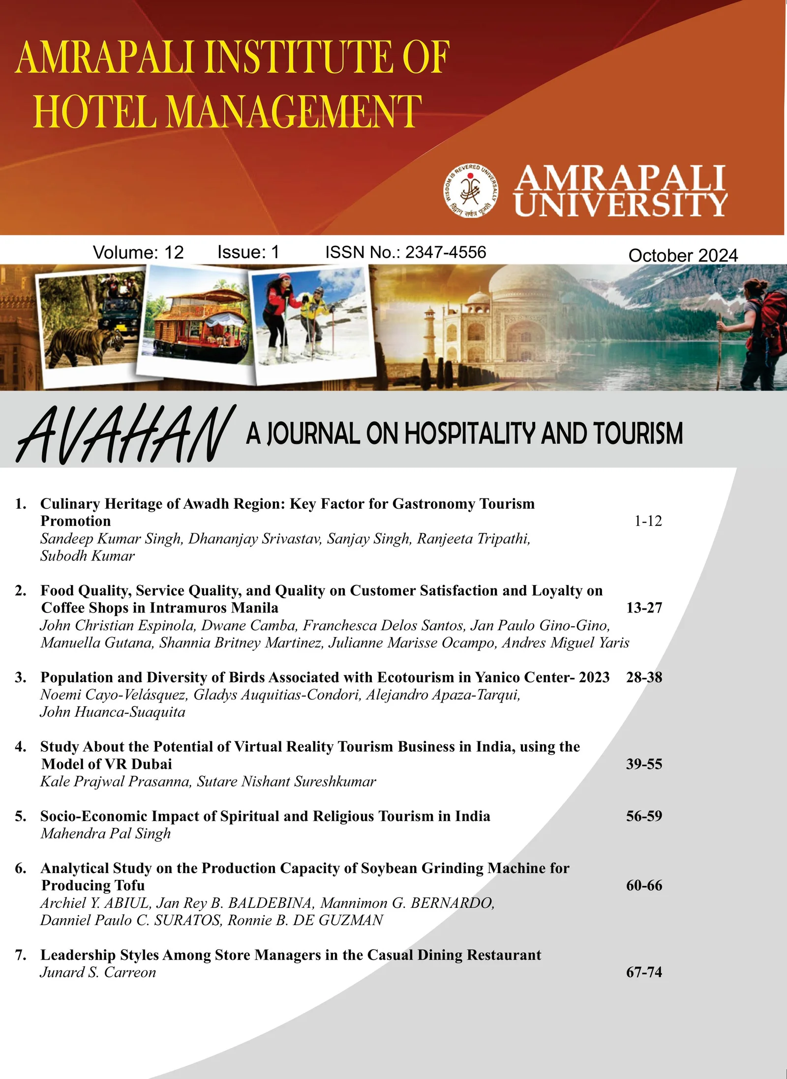 AVAHAN: A Journal on Hospitality and Tourism